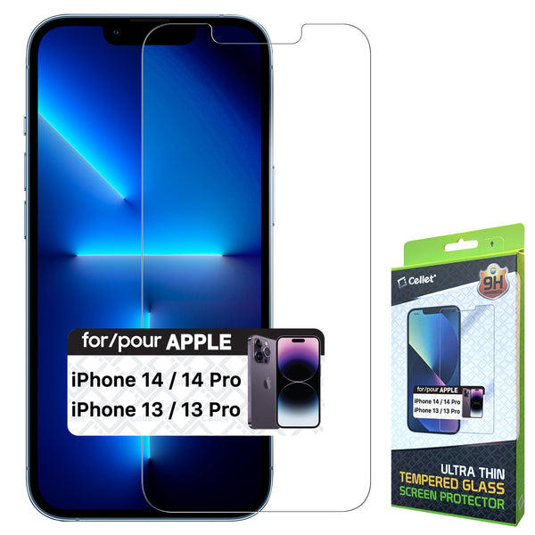 SGIPH13P - iPhone 14, 14 Pro, 13 & 13 Pro Tempered Glass Screen Protector, 9H Hardness