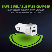 PC30WCWT - Dual USB Car Charger, Universal High Power 30 Watt Dual (USB A & USB C) Port Car Charger with Type C Cable Included Compatible to Compatible to iPhone 13 Pro, 13 Pro Max, 13 Mini, Samsung Galaxy Z Fold3, Z Flip3, S21 Ultra by Cellet - White