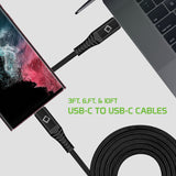 DCDC3PC - 3 Pack 3ft, 6,ft, & 10ft USB-C to USB-C Cables
