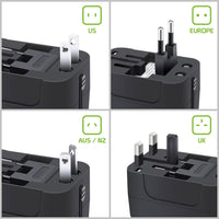 CNUNMC - UL Certified Travel Adapter, Worldwide (US/EU/UK/AU) All-In-One Universal Power Adapter with USB-C and USB-A Charging Ports Compatible to Smartphones, iPads, Tablets, Cameras and more