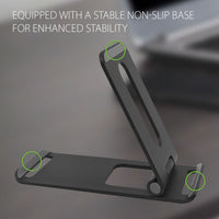 PH145 - Foldable Desktop Stand, Adjustable Heavy Duty Desktop Stand Compatible to Smartphones, iPads and Tablets