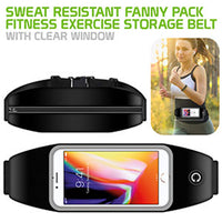ACWAIST1 - Sweat Resistant Fitness Exercise Storage Belt with Smartphone Clear Window Fanny Pack